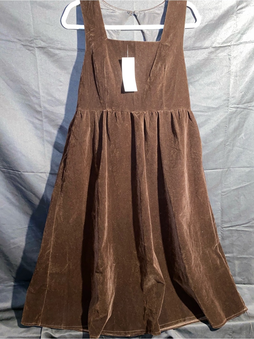 Goodnight Macaroon Brown Velvet Pinafore Dress